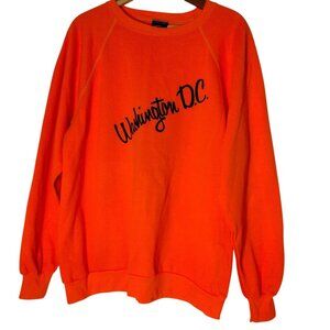 Washington DC Sweatshirt Men XL Crew Neck Blaze Orange Vintage Raglan